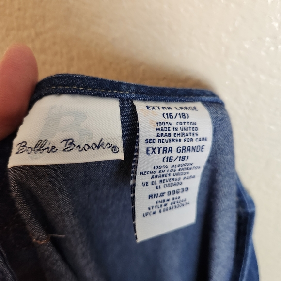 Vintage 90s Bobbie Brooks Denim Cottagecore Granny Teacher Maxi Dress XL - Picture 2 of 6